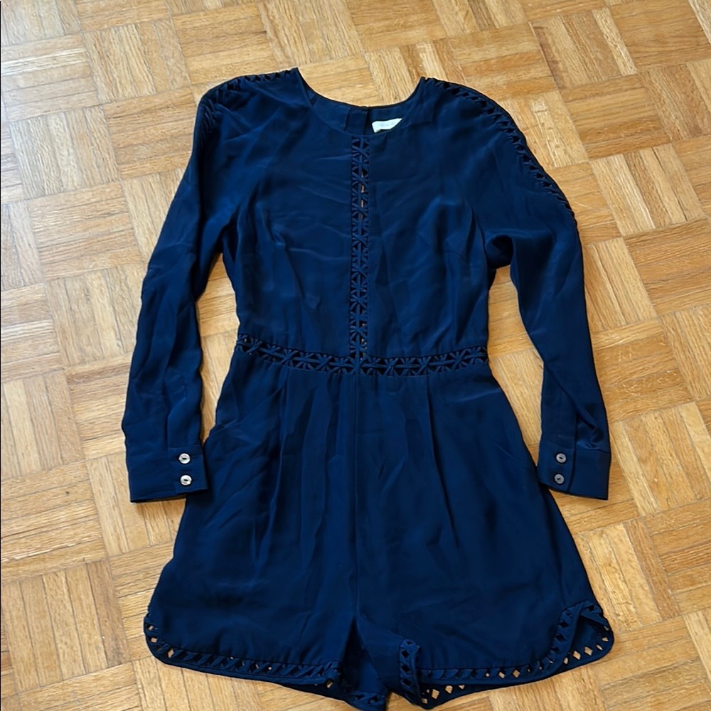 Jonathan Simkhai Navy Blue Long Sleeve Romper